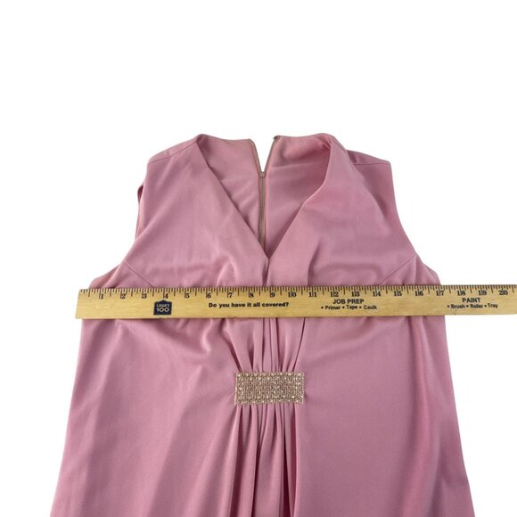 Vintage 1970s Pink Embellished Maxi Dress Sz 14.5 Sleeveless Sequins Cocktail We - Picture 8 of 8